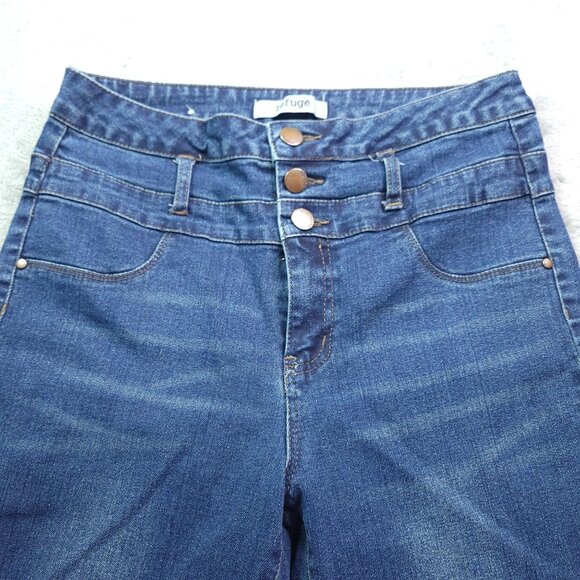 Refuge Womens Skinny Ankle Jeans 8 Dark Wash Mid Rise 3 Button Stretch - Picture 6 of 7